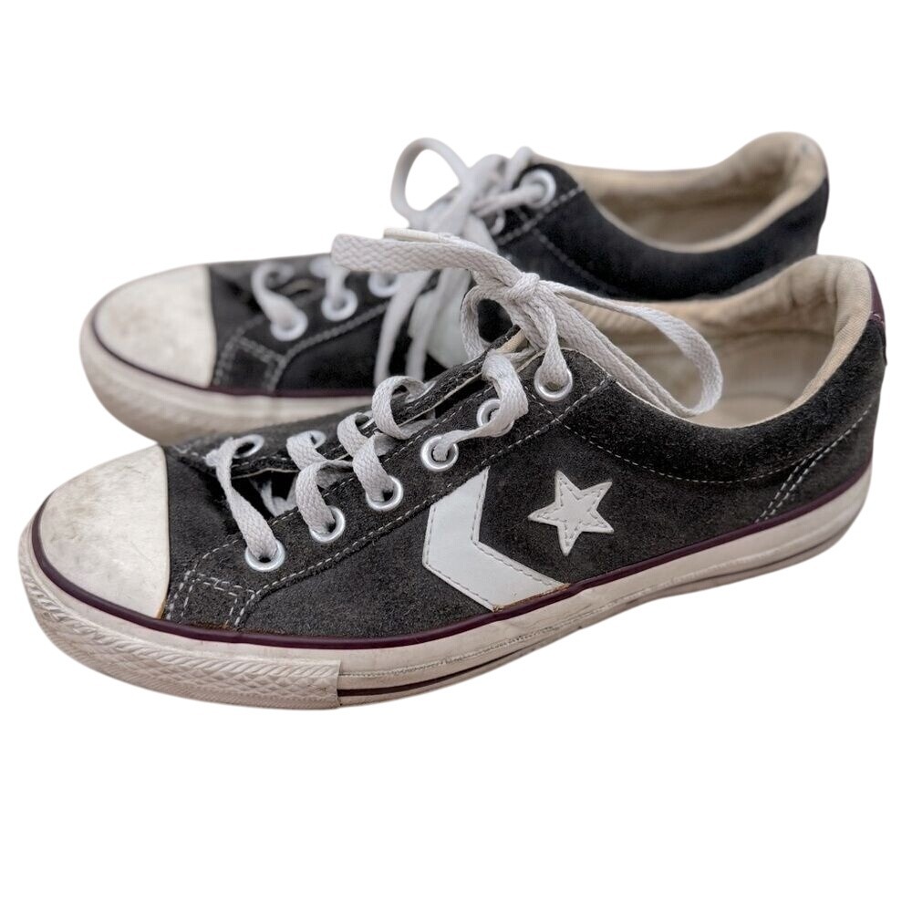 VTG! Converse Re-Issue All Star Low Top Gray Suede Skate Gang‎ M:6 W:8 Edgy Y2K